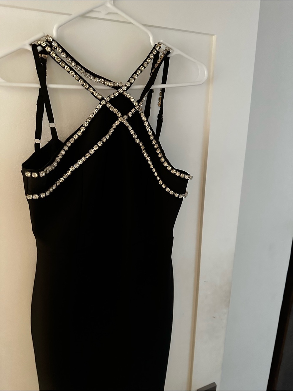 Black Maxi Dress with Crystal Straps